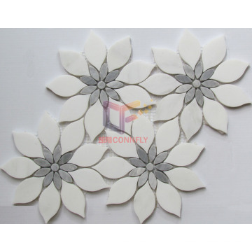 Grey and White Marble Flower Mosaic for Interior Wall Decoration (CFS1180)